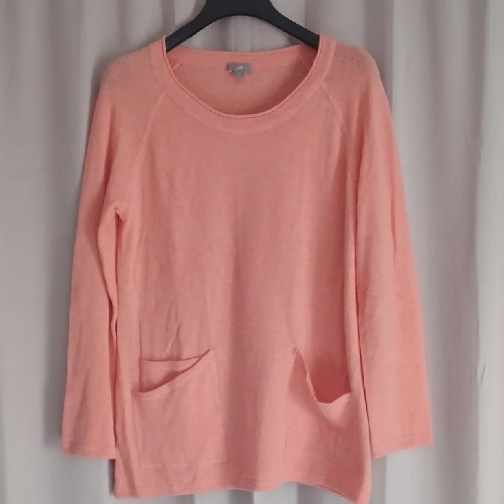 J. Jill Wool Cashmere Lighweight Oversized Coral Sweater With Pockets